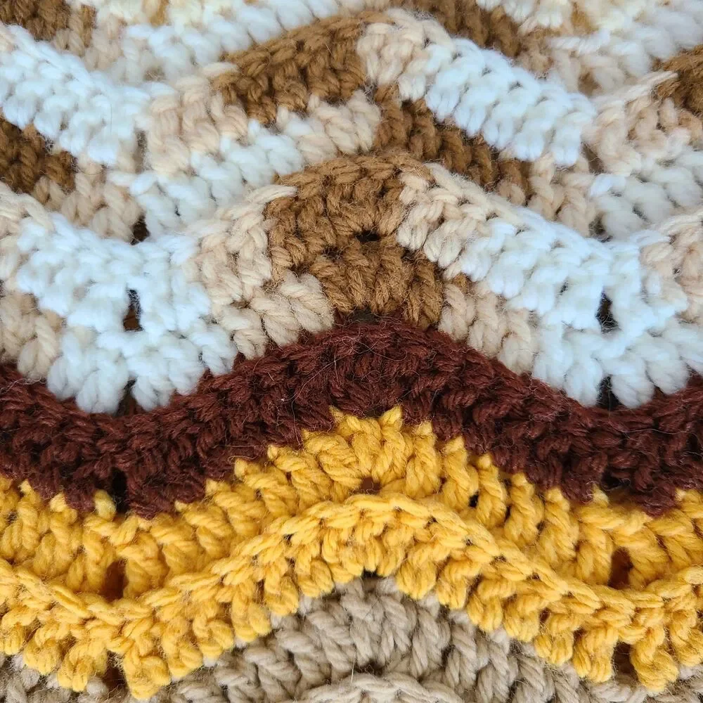Vintage Chevron Afghan Lap Blanket Throw Blanket Couch Blanket Warm Color Zigzag
